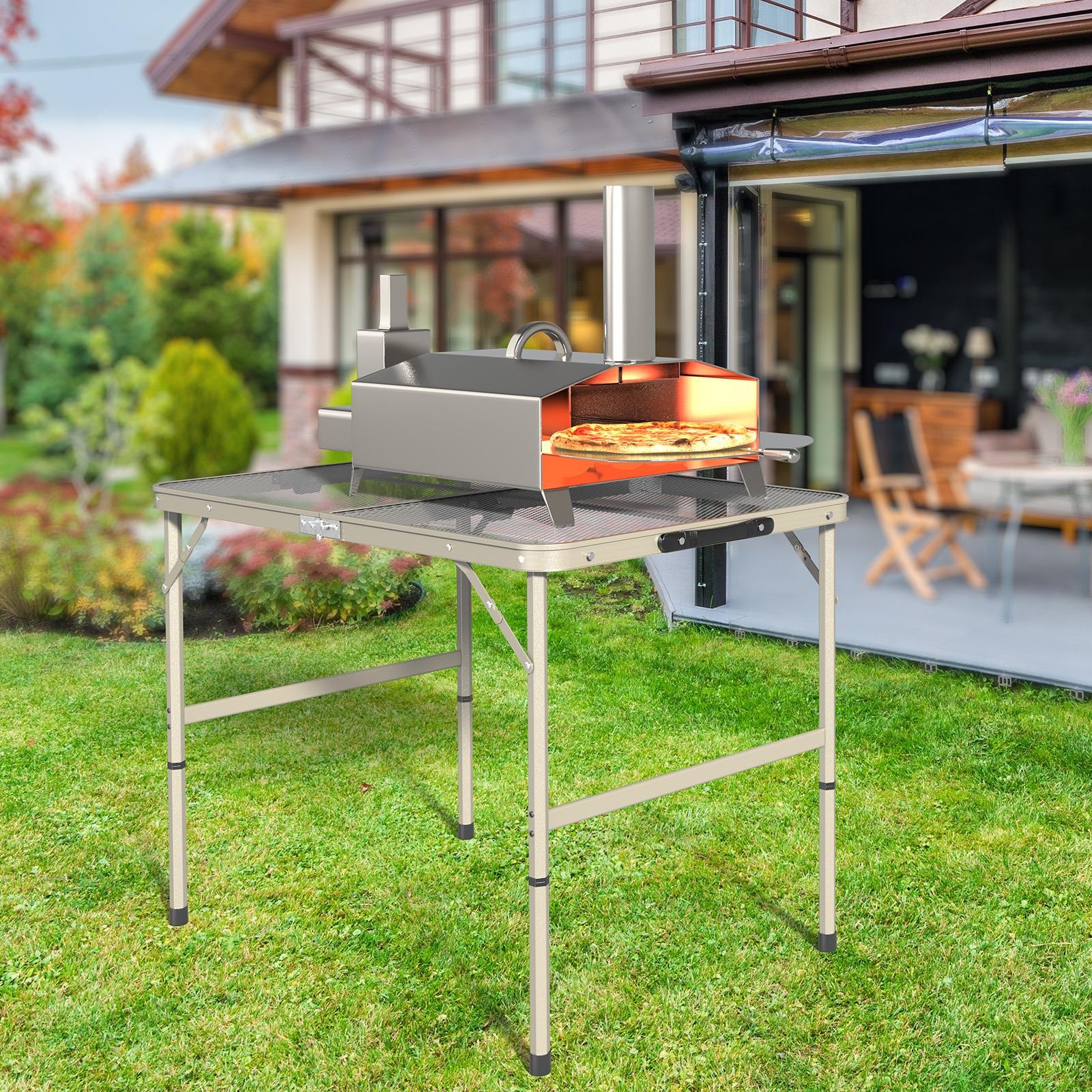 Portable Aluminum Outdoor Table for Camping, Picnic Adjustable Height