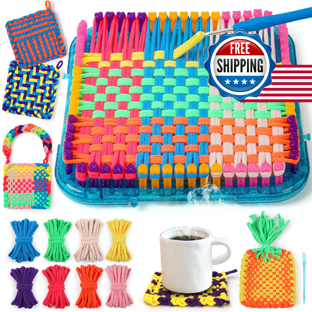 IQKidz Weaving Loom Kit Toys, DIY Arts and Crafts for Kids and Adults, Ideal Gif