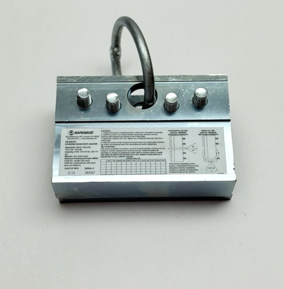 FS-EX311 Safewaze, Standing Seam Roof Anchor