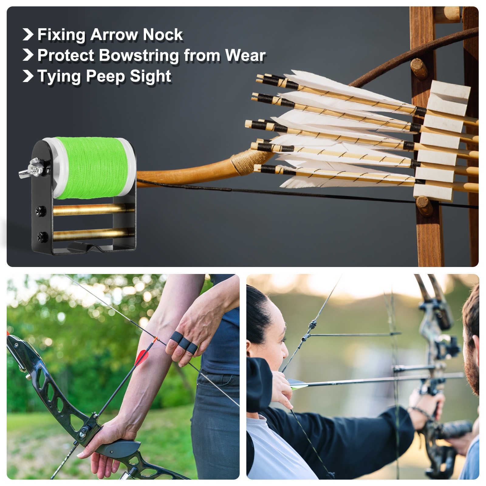 Archery Bow String Serving Thread Jig 0.02" Dia Bowstring Thread Grass Green