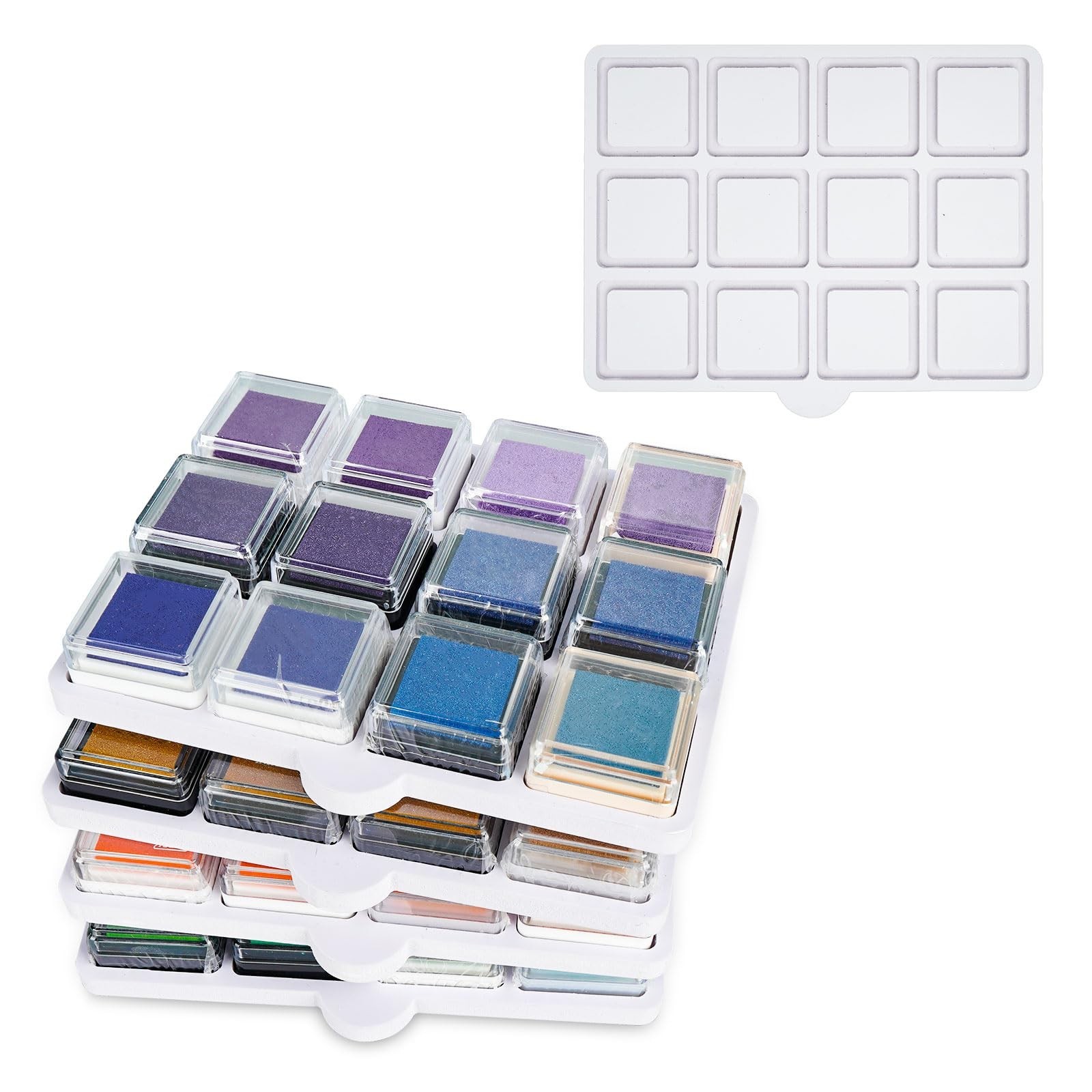 SANFURNEY Ink Pad Cube Caddy Mini Size Stamp Pad Storage Tray Ink Pad Organiz...
