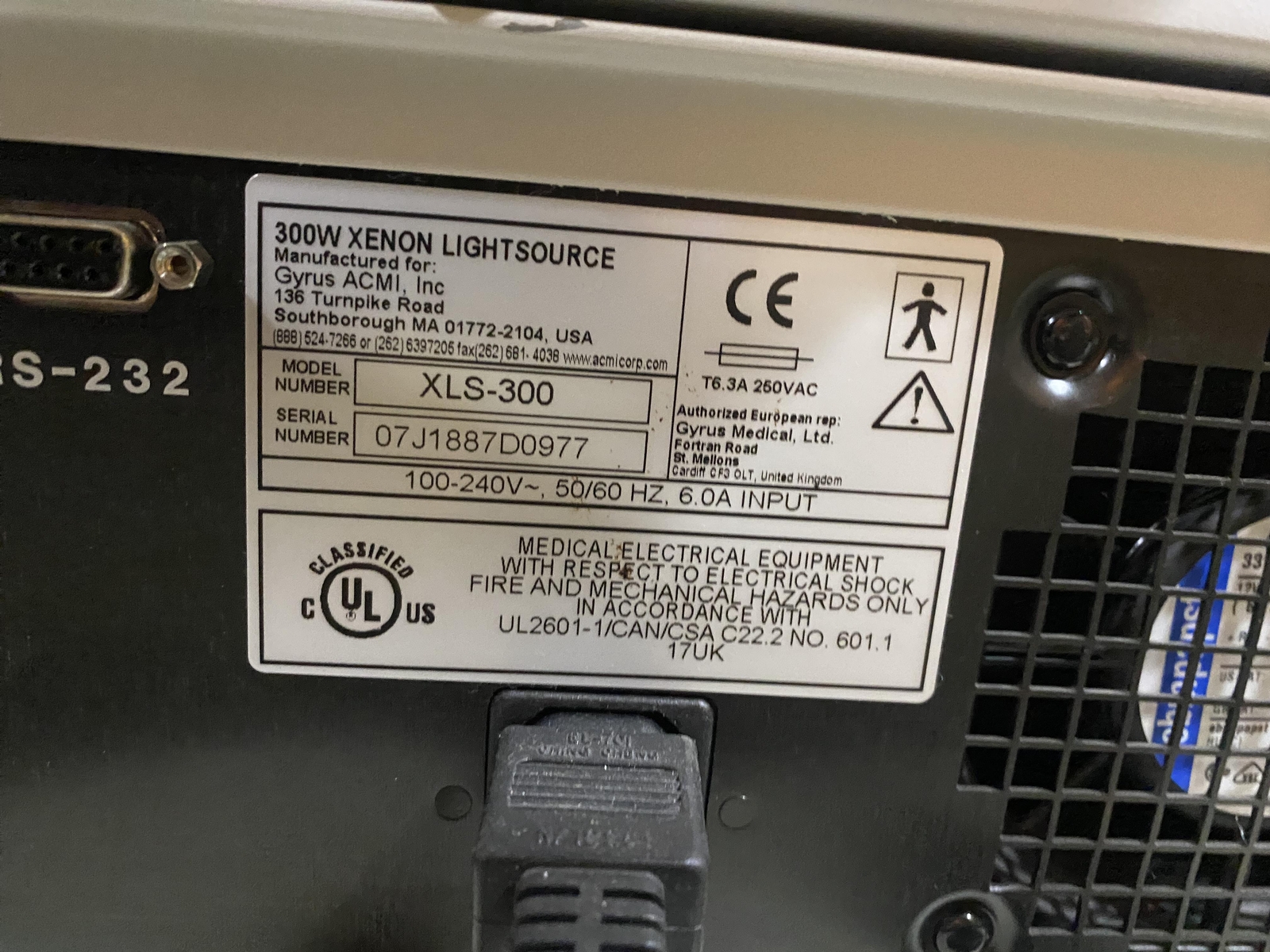 Gyrus ACMI IDC-1500 Camera Controller & XLS-300 Xenon Light Source