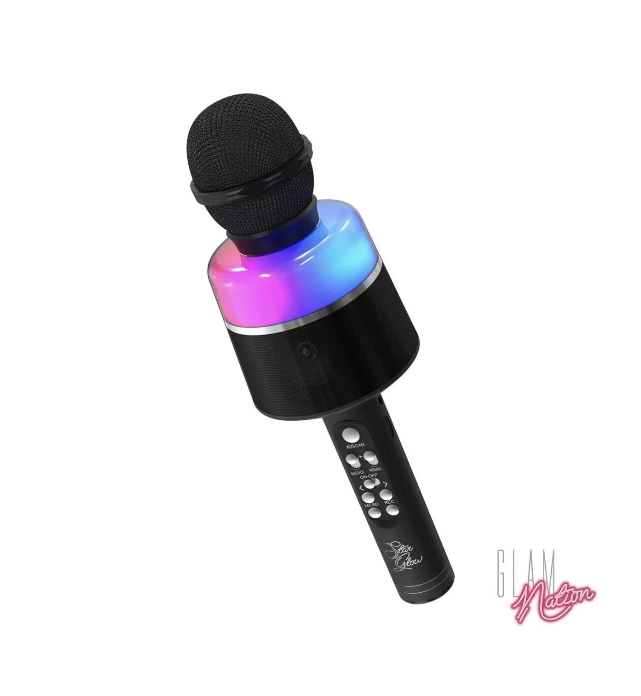 Glam Nation Star Glow Led Karaoke Microphone, Rechargeable Bluetooth Mic speaker