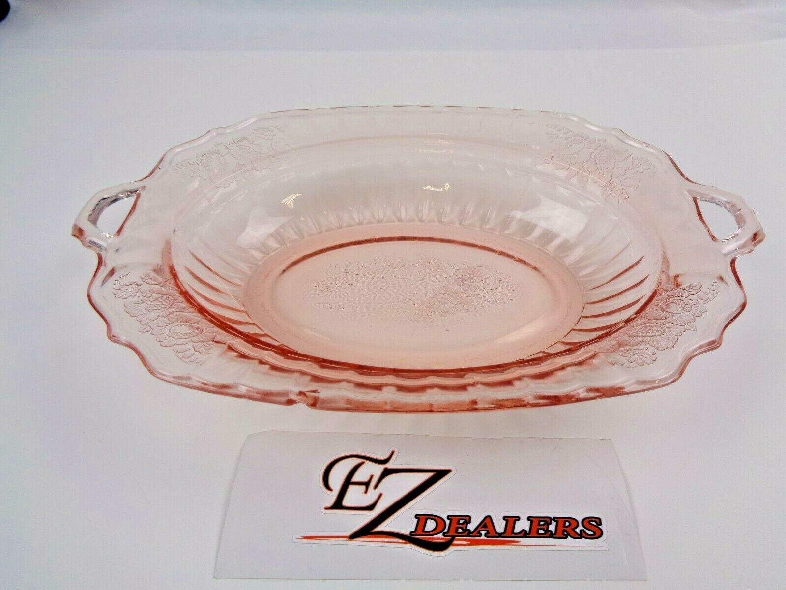 Pink Depression Glass Open Floral 11" Oval Serving Dish