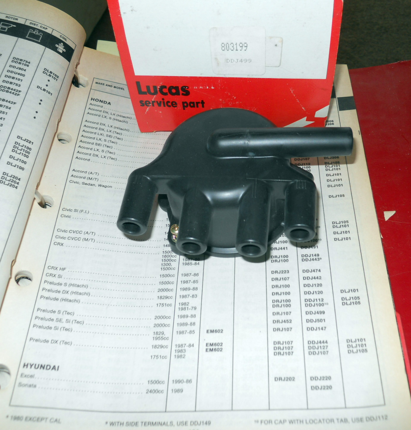 Lucas Distributor Cap DDJ499.  1988-1989 Honda Prelude --->