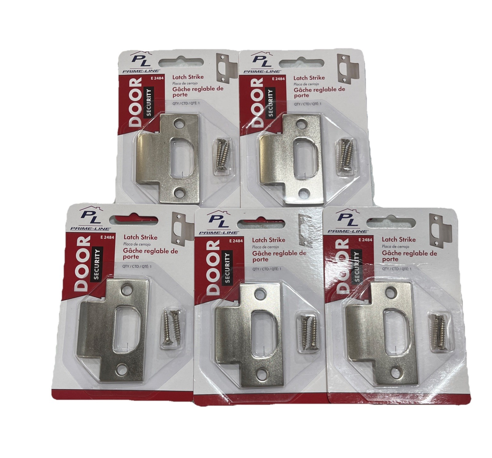 Prime-Line E 2484 Latch Strike with Screws, Satin Nickel Finish (5 Pack)