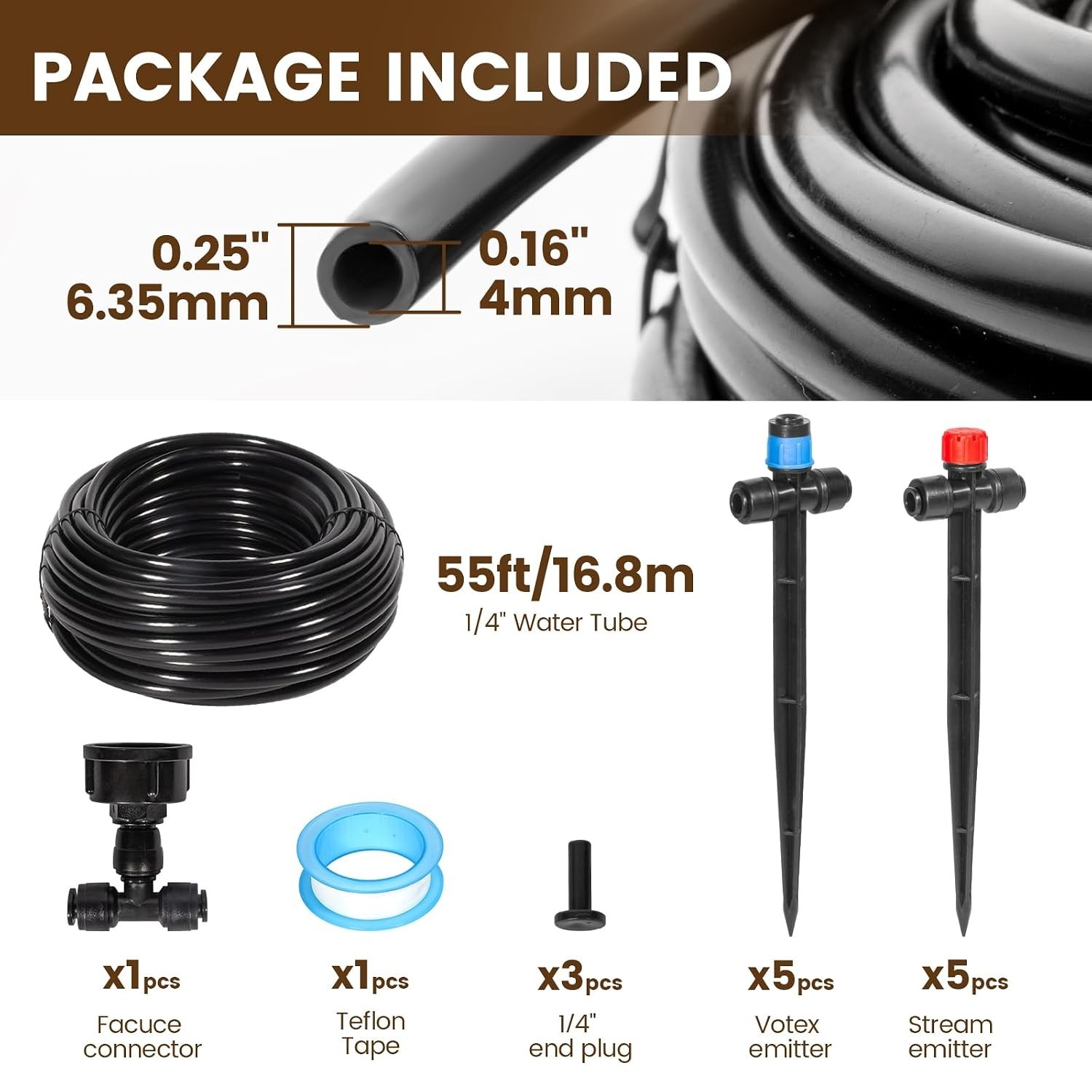 55FT Quick-Connect Drip Irrigation Kit, Garden Watering System DIY Automatic ...