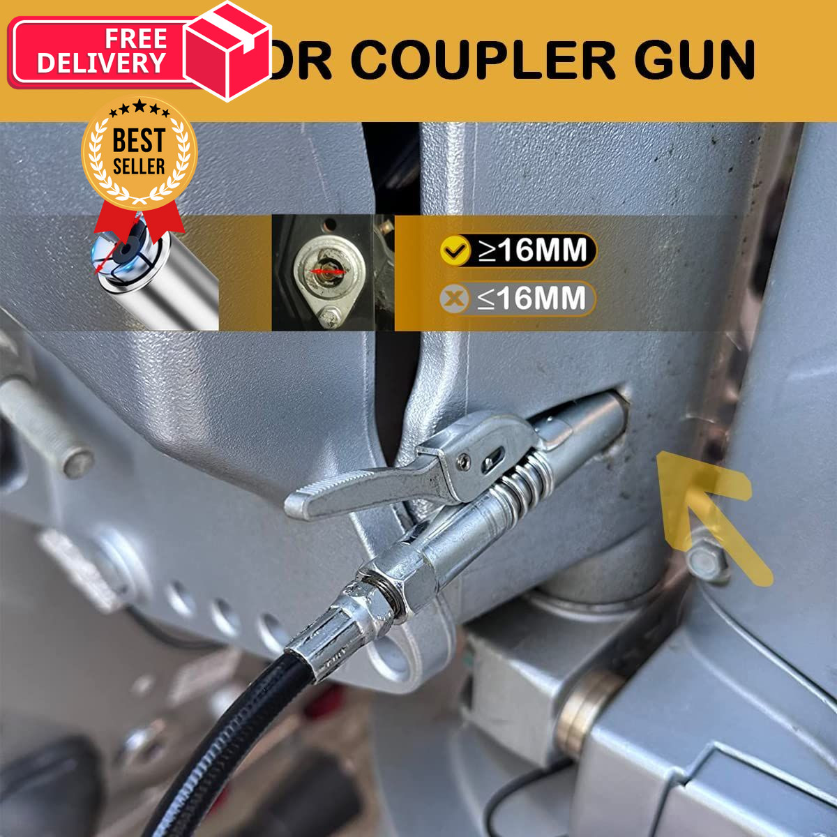 AORRZER Grease Gun Coupler 2 PCS, Strong Lock-on Greases 2 Silver