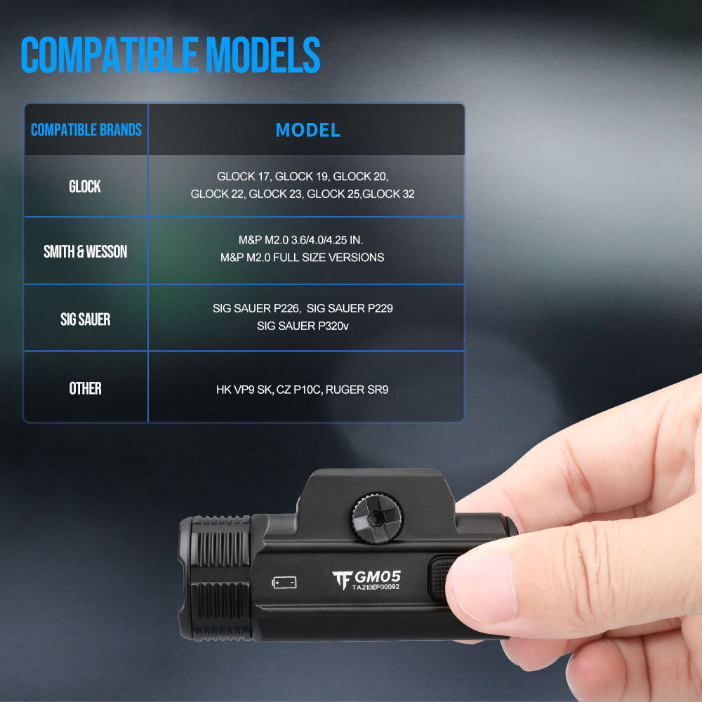 TrustFire 1050LM Rechargeable Tactical Weapon LED Flashlight LED Pistol Light