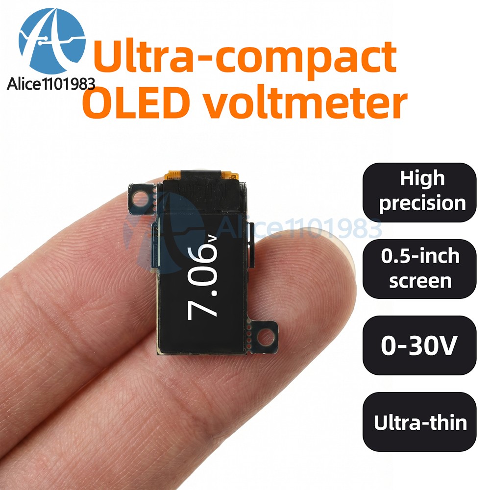 DC 0-30V Digital Voltmeter 0.5-inch OLED Ultra-Slim Mini Embedded Voltage Gauge