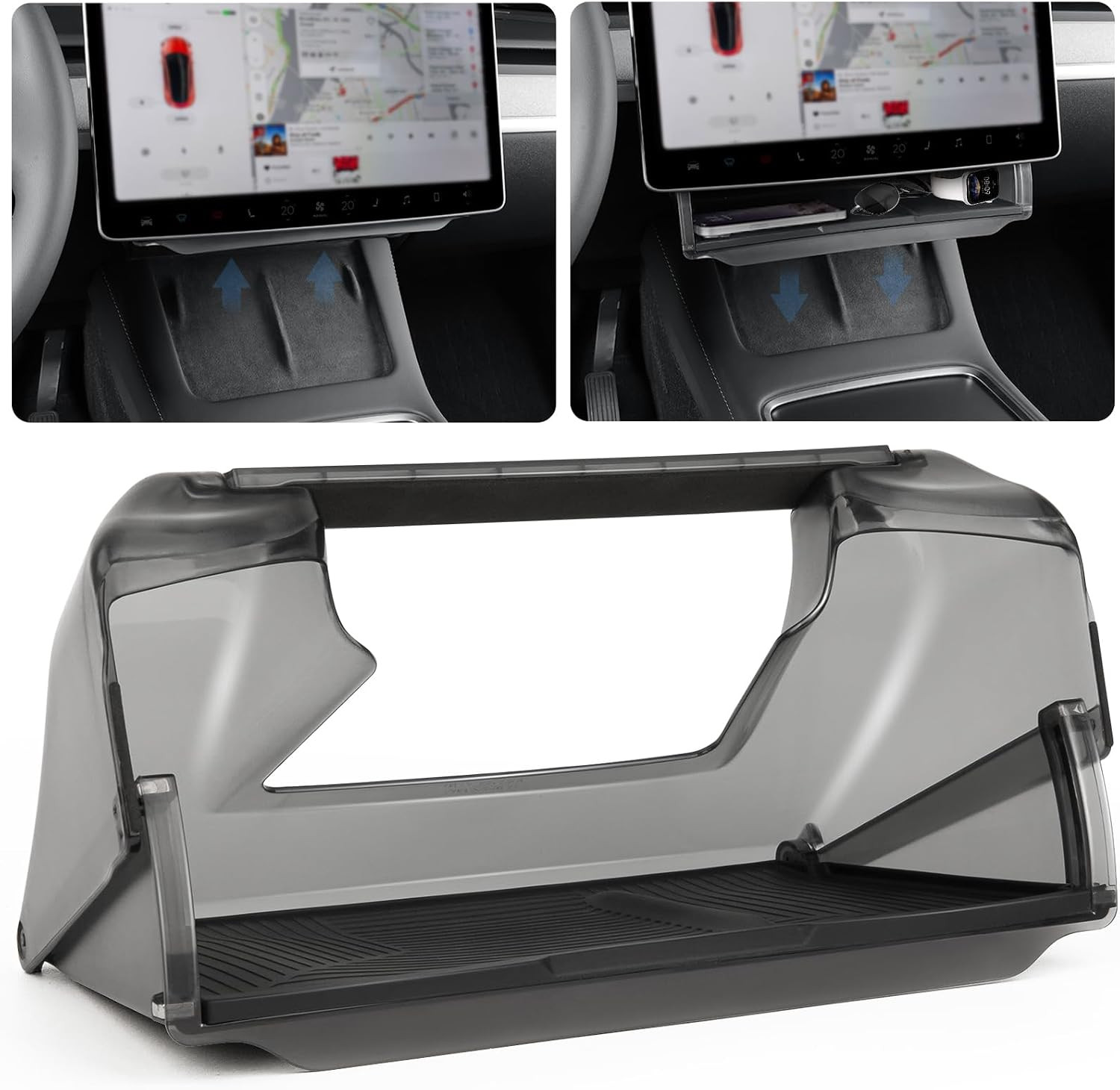 Hideable under Screen Storage Organizer for Tesla Model Y & 3 | Including 2020-2