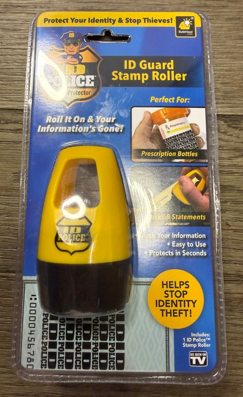 ID Police AS-SEEN-ON-TV Identity Theft Protection Stamp Roller
