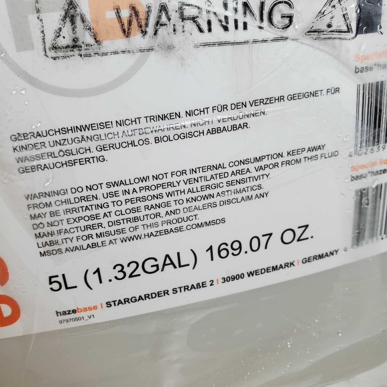 NEW 5-LITER BOTTLE HAZEBASE H BASE HAZER FLUID FOR PRO 1500 WATT HAZE MACHINE