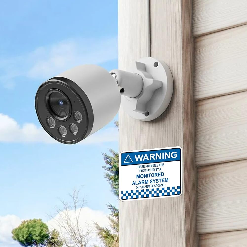 8Pcs Security Alarm System Sign for Home,Waterproof Warning Security Stickers Mo