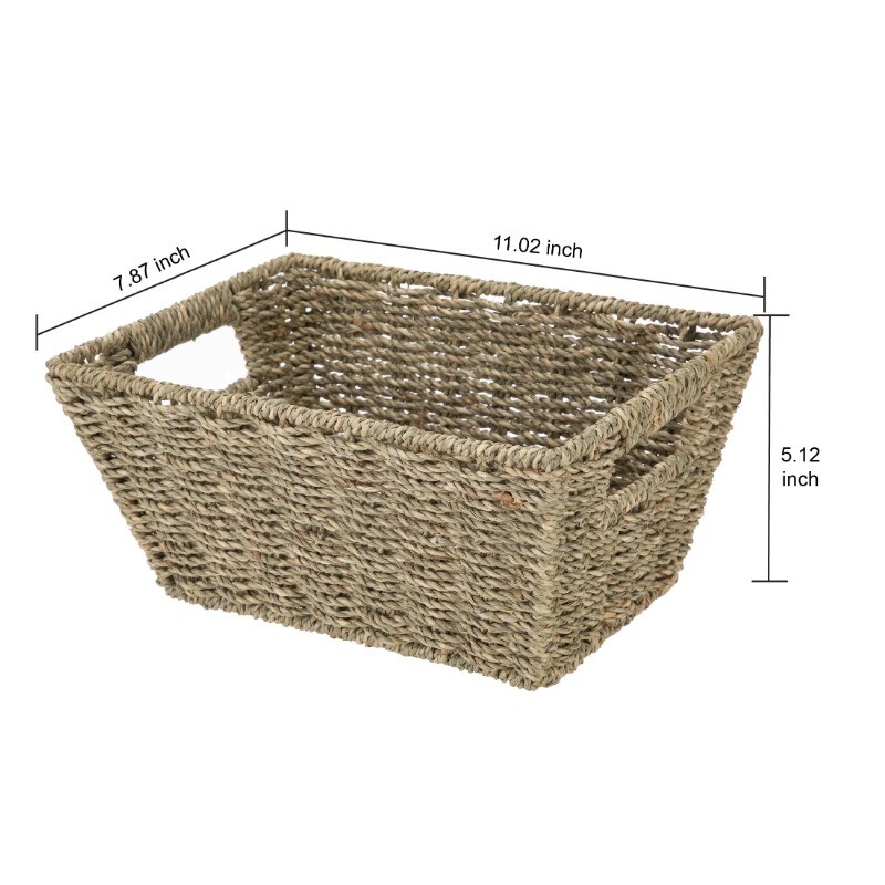 Homezone Natural Handwoven Seagrass Basket, Rectangle