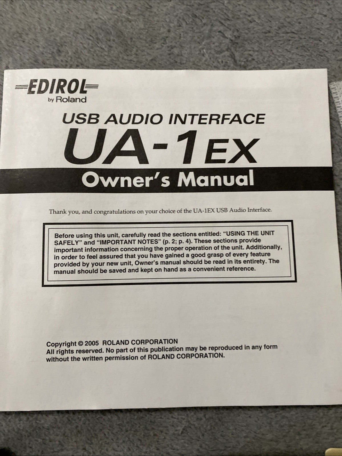 EDIROL By Roland UA-1EX USB Audio Interface ASIO Low Latency Mac/PC