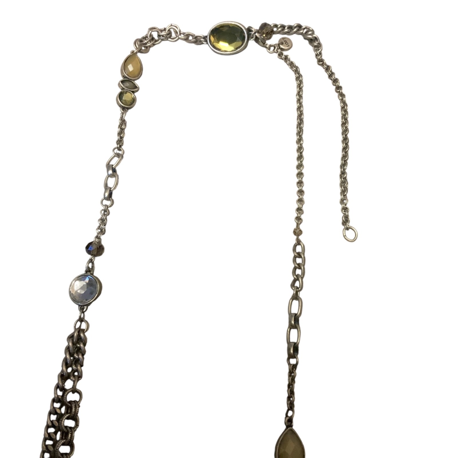 LOFT Silvertone Gray Bead Scoop Chain Necklace