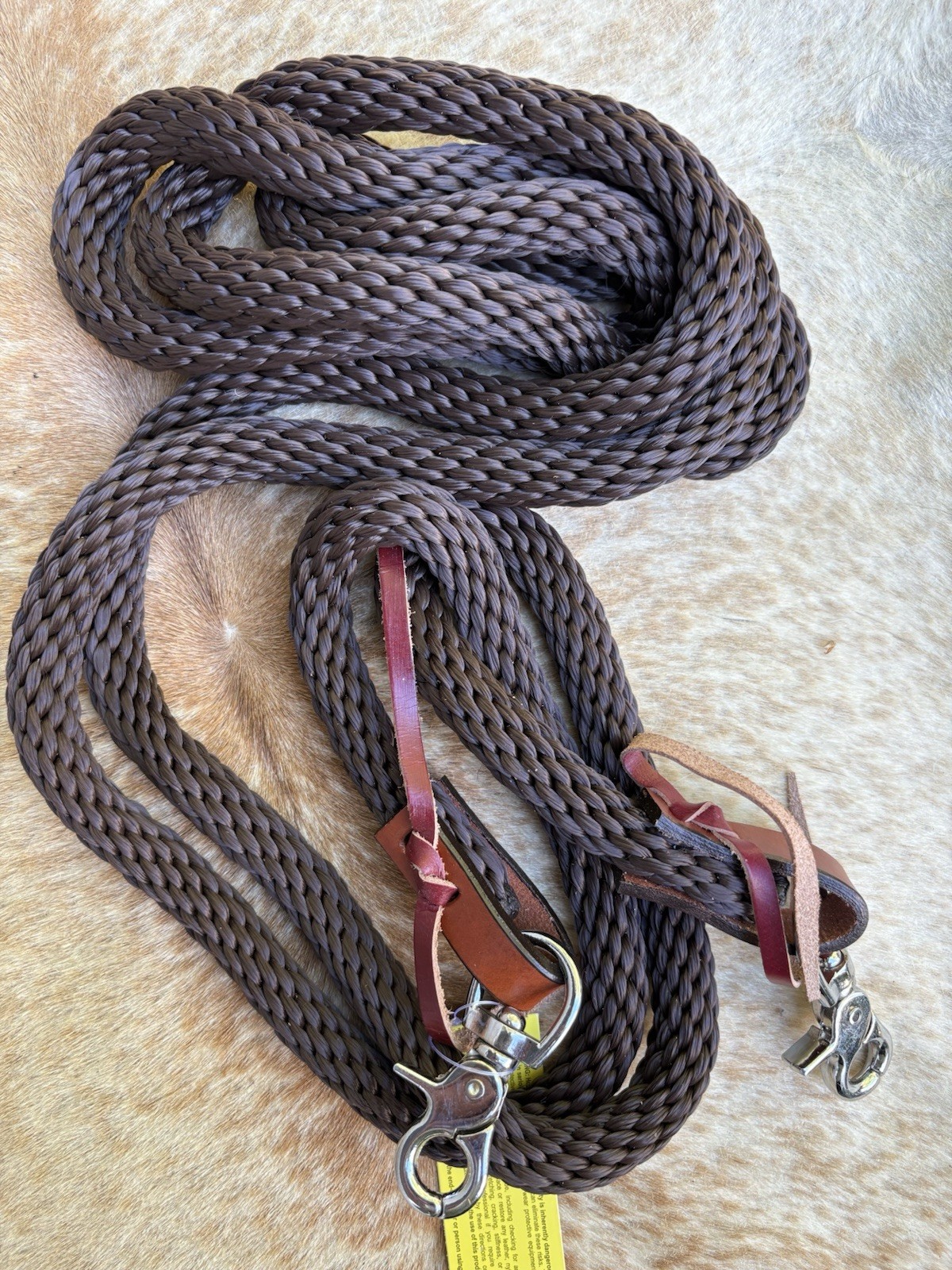 Brown Round Nylon Trail Barrel Racing Competition Rein Scissor Snaps