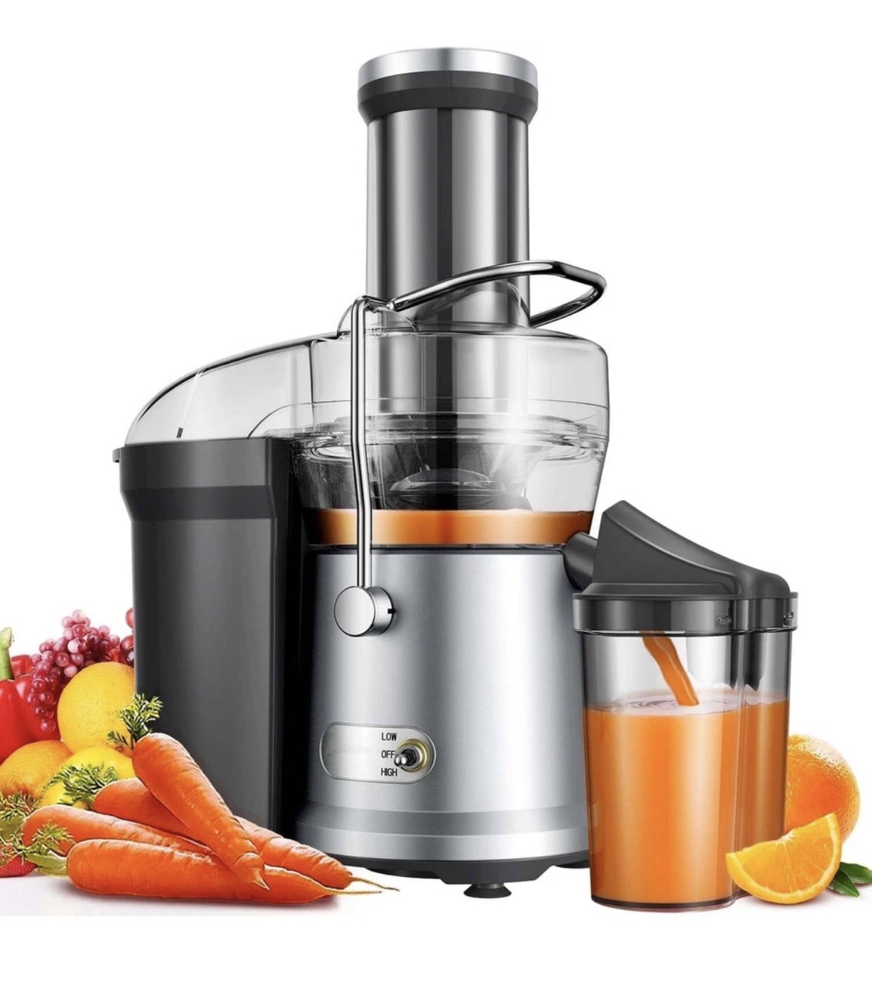 1200W Juicer 3.2" Wide Chute Titanium-Enhanced Blade Heavy-Duty Copper Motor