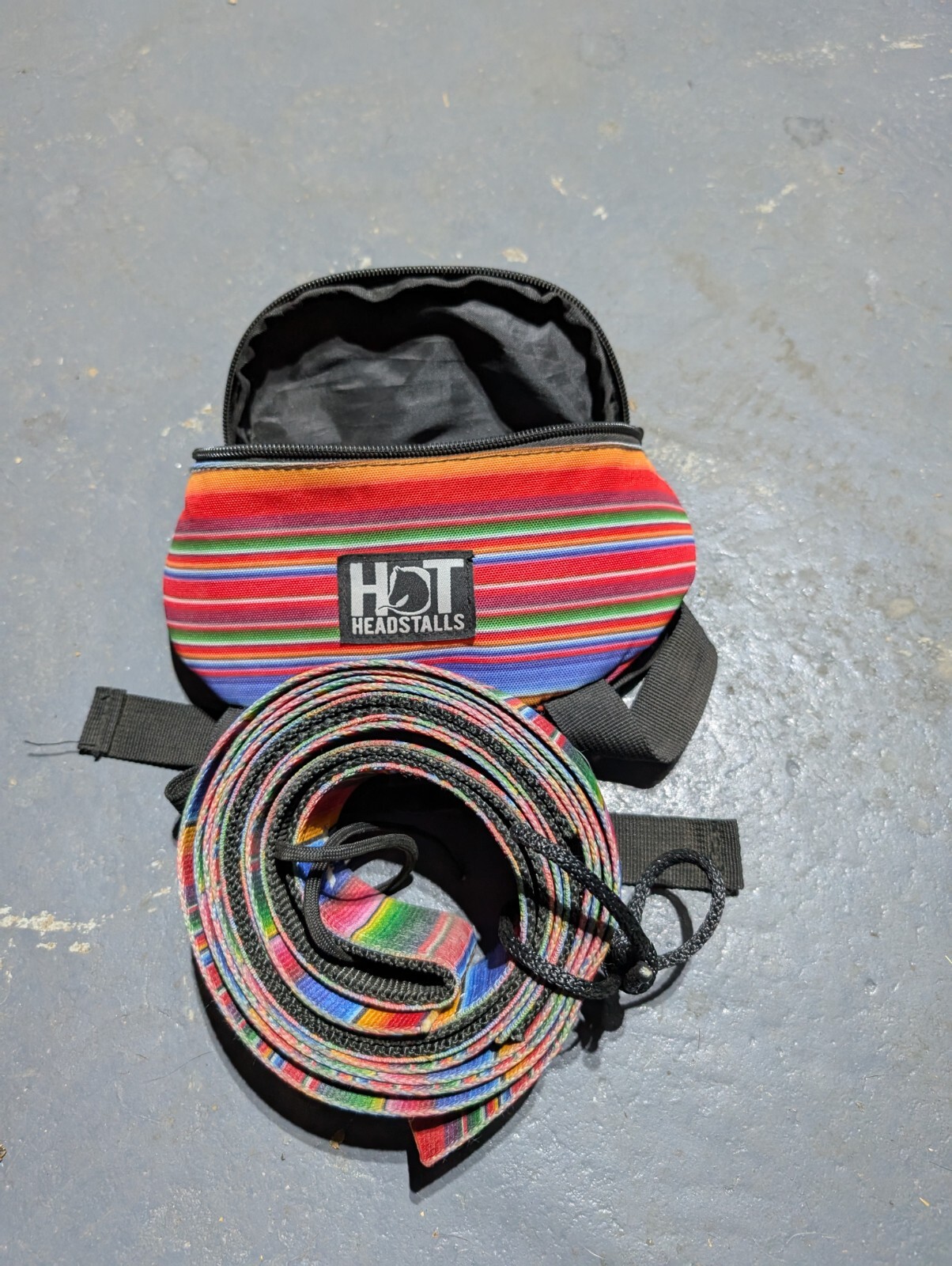 Serape Saddle Pouch, Latigo, And Off Billet