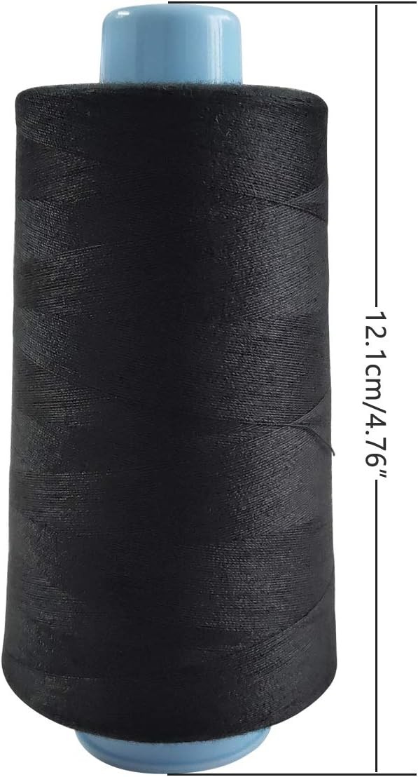 2 Spools Polyester Sewing Thread 3000 Yards White And Black