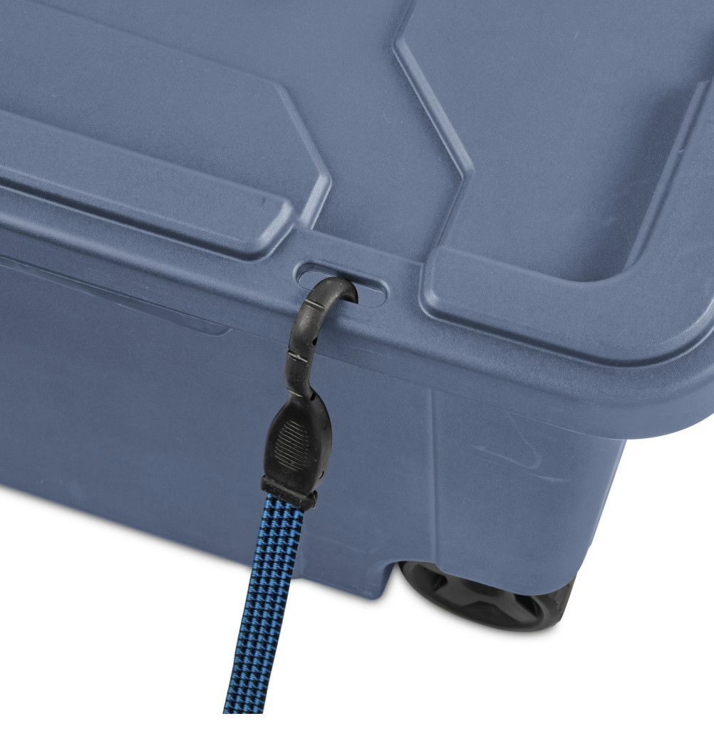 Sterilite 40 Gal Wheeled Storage Bin Latch Lid Handle Blue 2 Pack