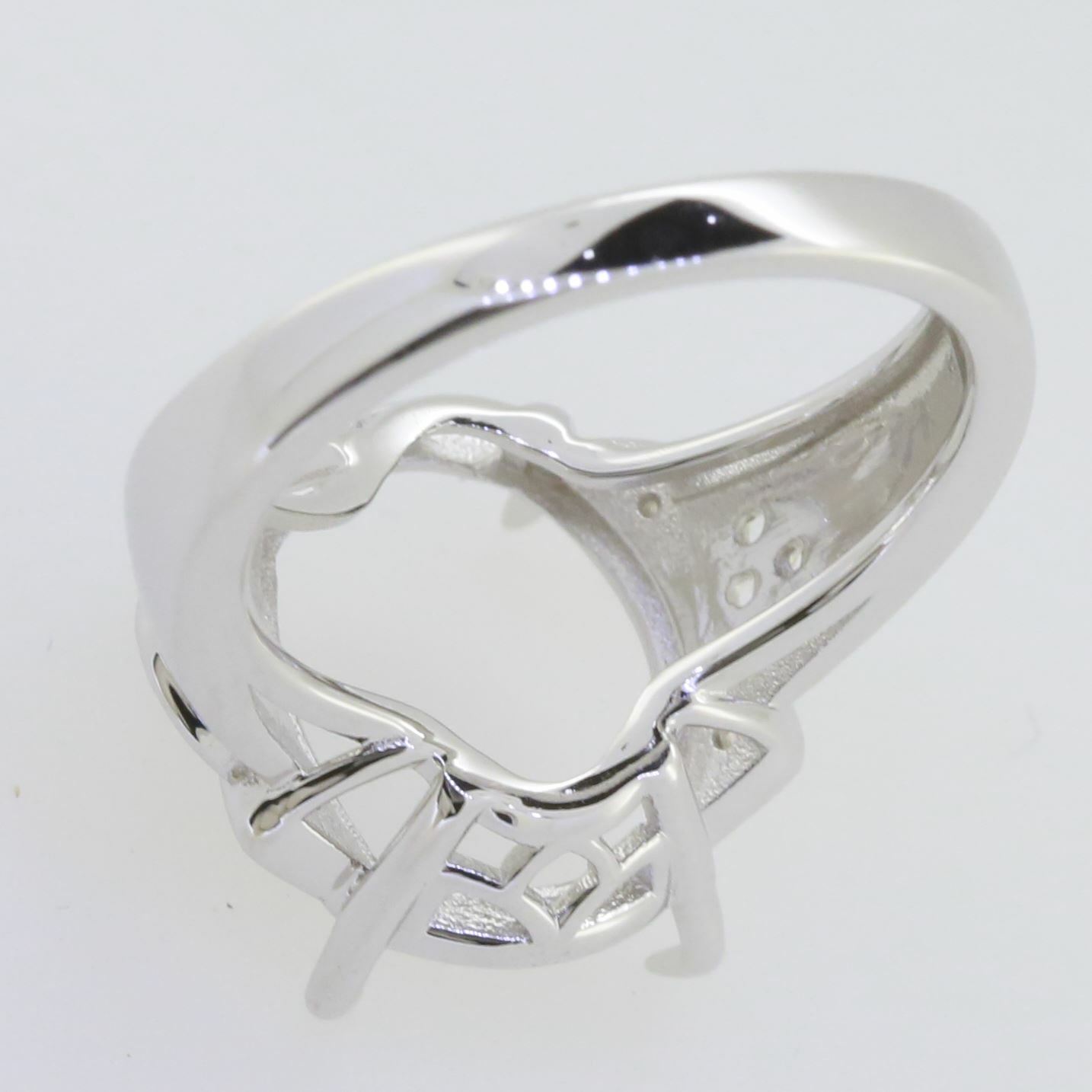 Sterling Silver Semi Mount Ring Setting Oval OV 16X12mm White Topaz