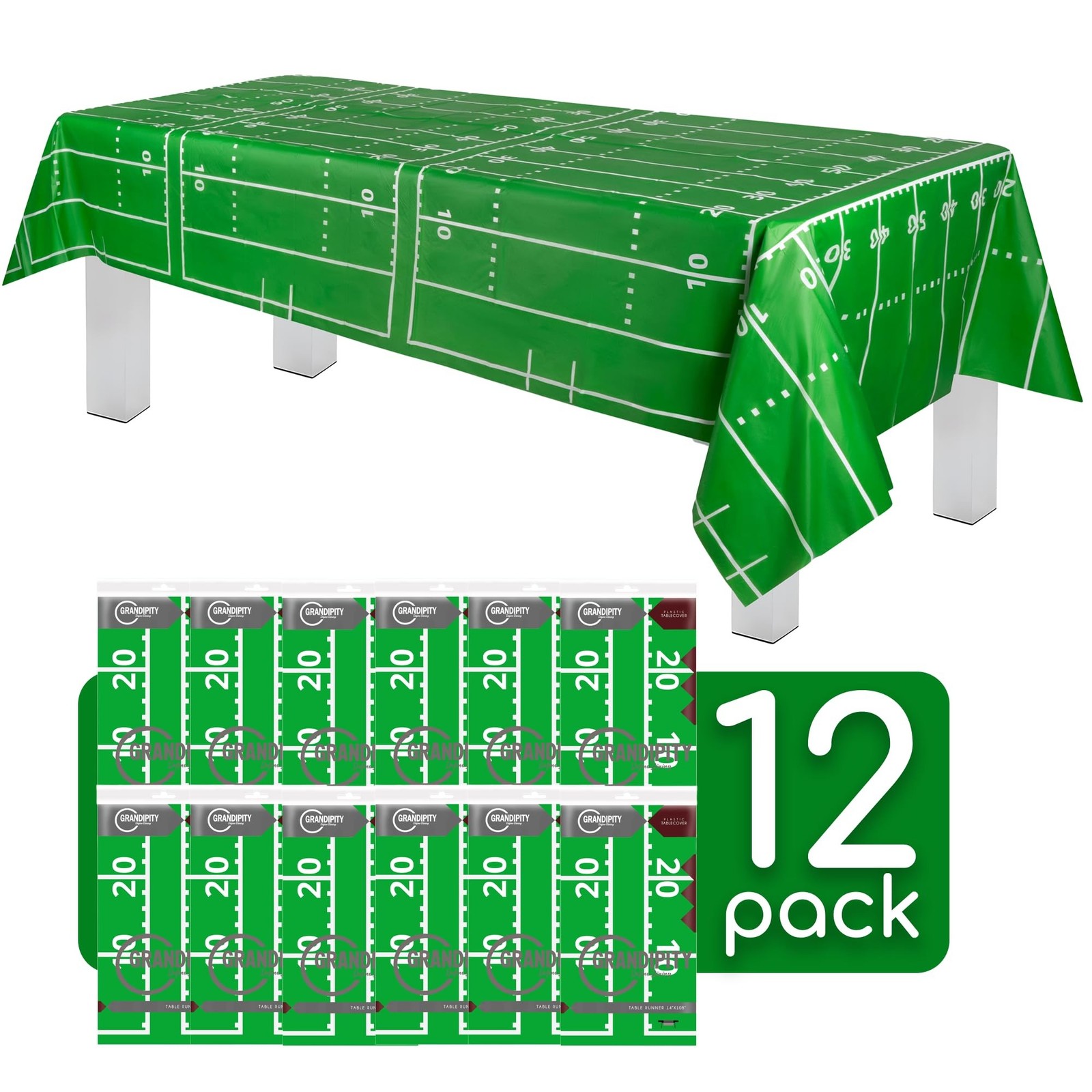 Grandipity Football Tablecloth 12Pk Rectangle (54"x108") Disposable Football ...