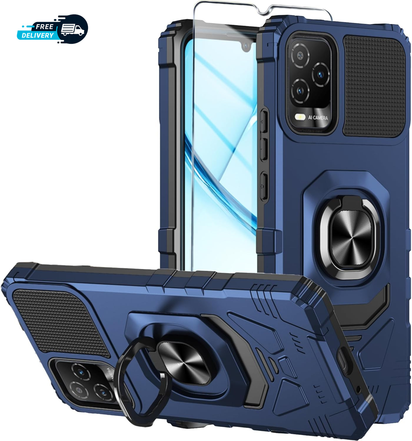 For BLU View 5 Pro Phone Case with Tempered Glass Screen Protector Dual Layer