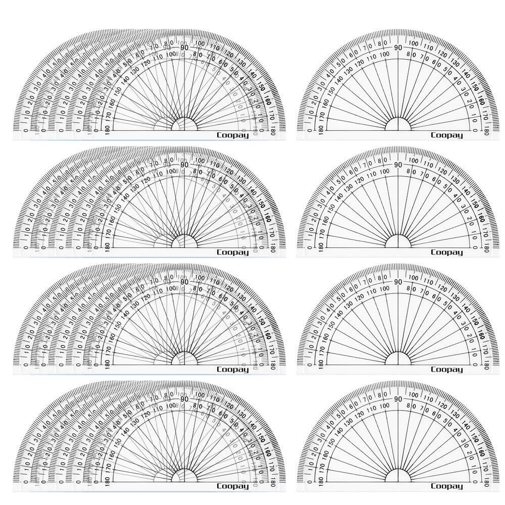 24 Pack 4 Inch Plastic Protractors Student Math Clear Protractor 180 Degrees