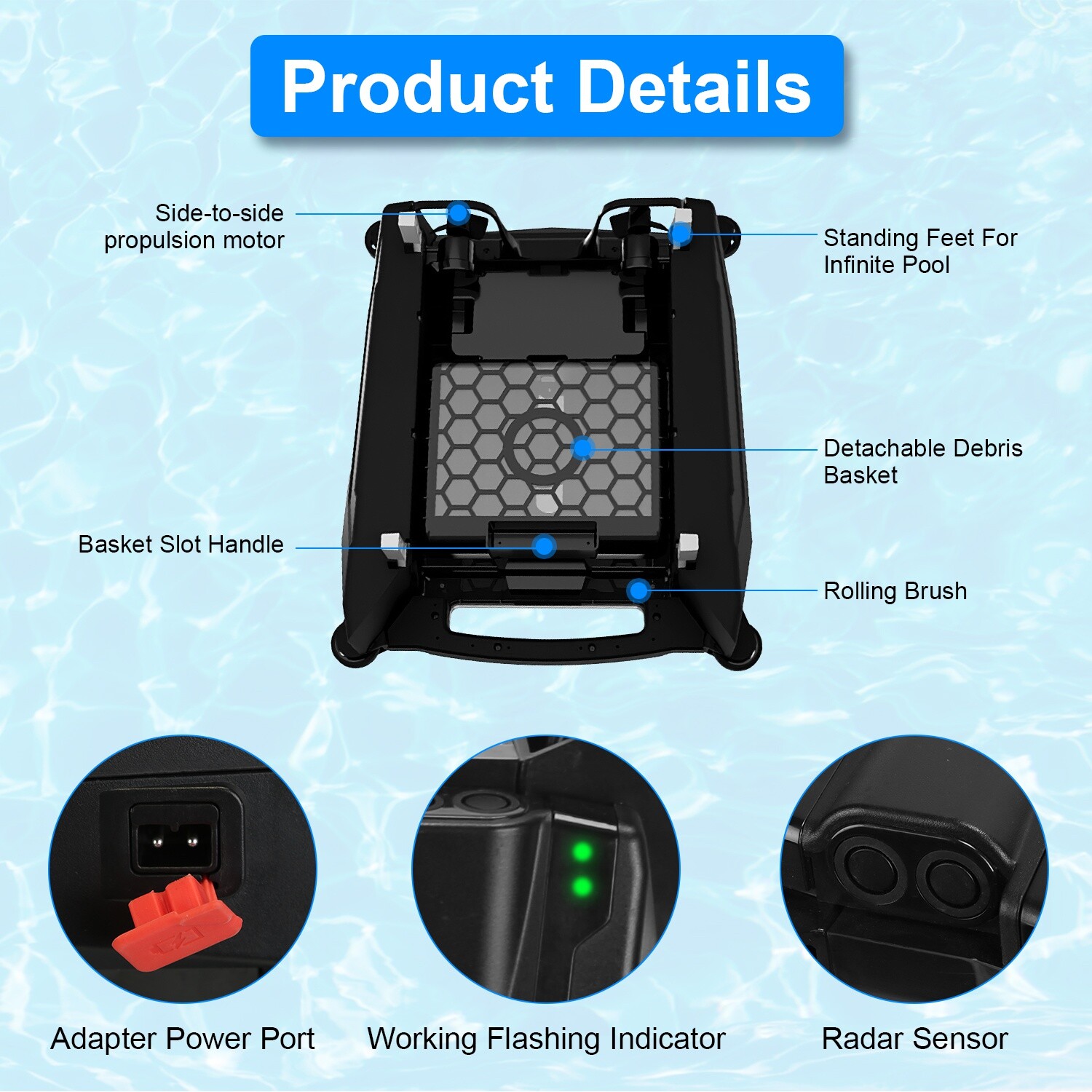 Automatic Robotic Pool Surface Skimmer w/ Powerful Cleaning System APP Control