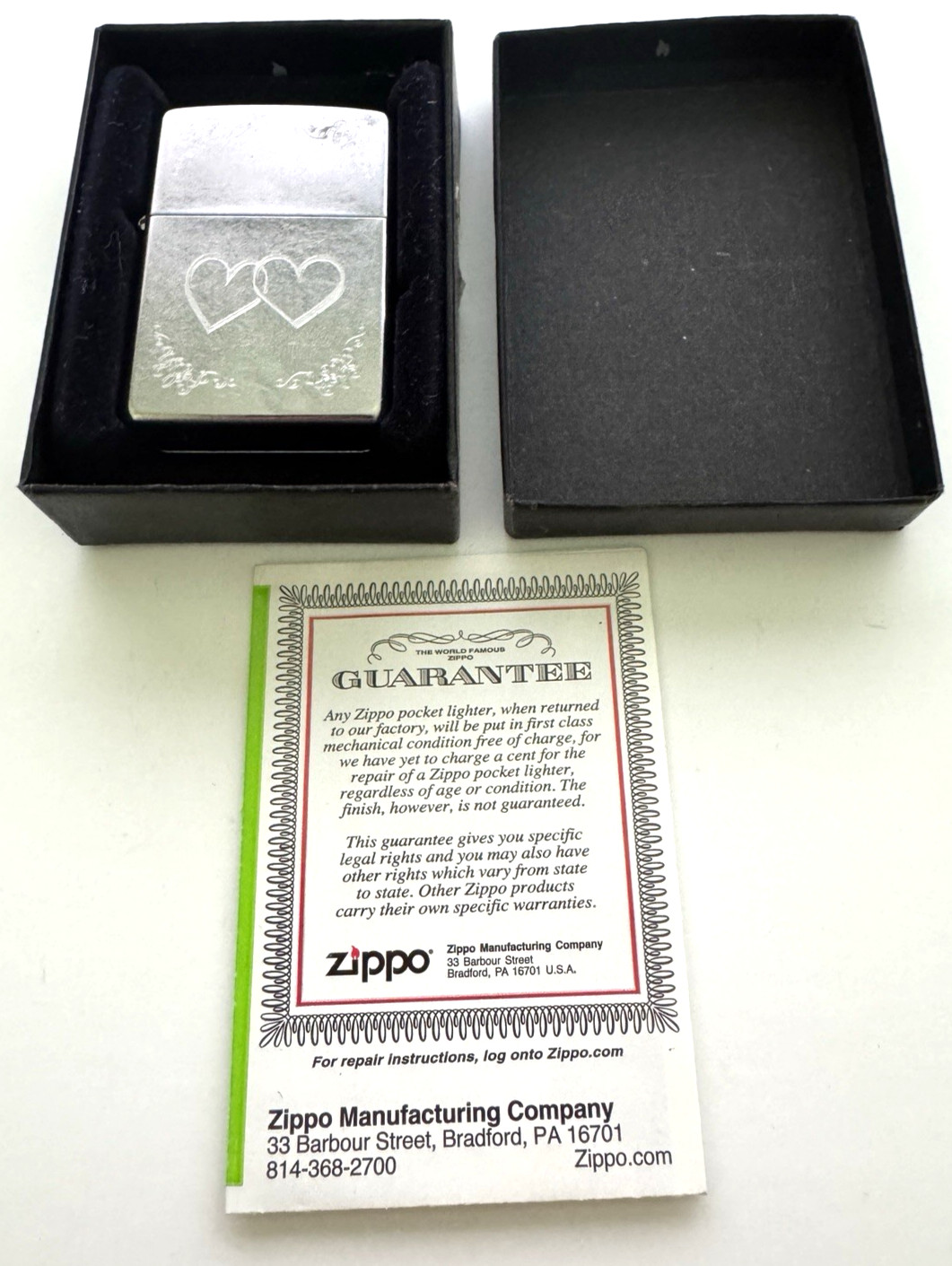 Zippo Heart to Heart Street Chrome July 2011 New In Box