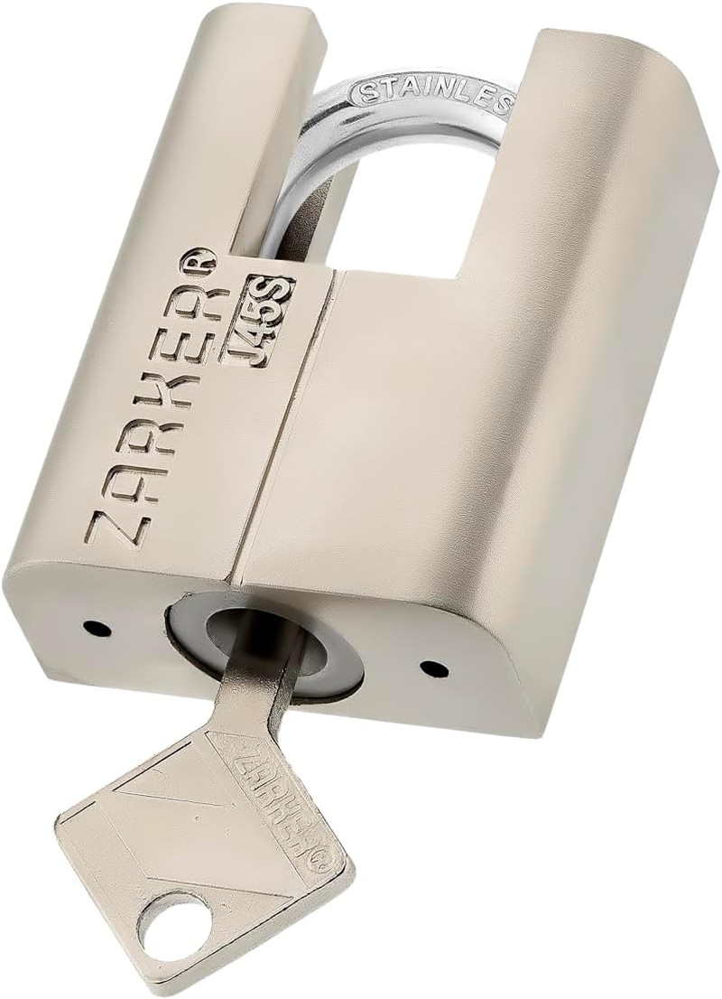 J45S Keyed Padlock, Heavy Duty Stainless Steel Shackle Lock, 3 Keys, Waterproof