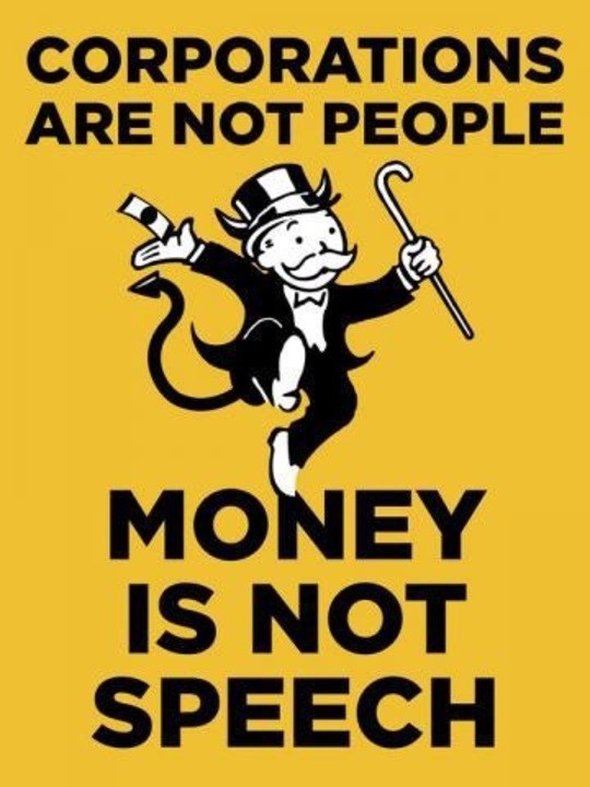 Corporations Are Not People Money Is Not Speech Democrat Button Pin 2 1/4” Round