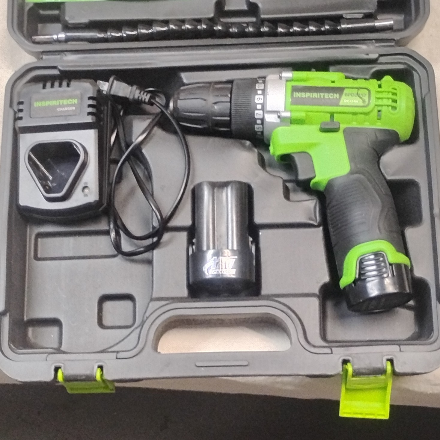 Inspiritech BPD2012-12V 12V Li-Ion Cordless Drill Set, Keyless Chuck, Case