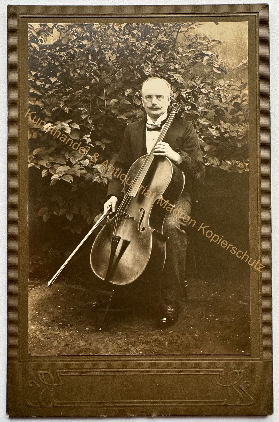 orig. KAB Cabinet Photo Picture Old Man Circa 1890 Cello Music Musical Instrument