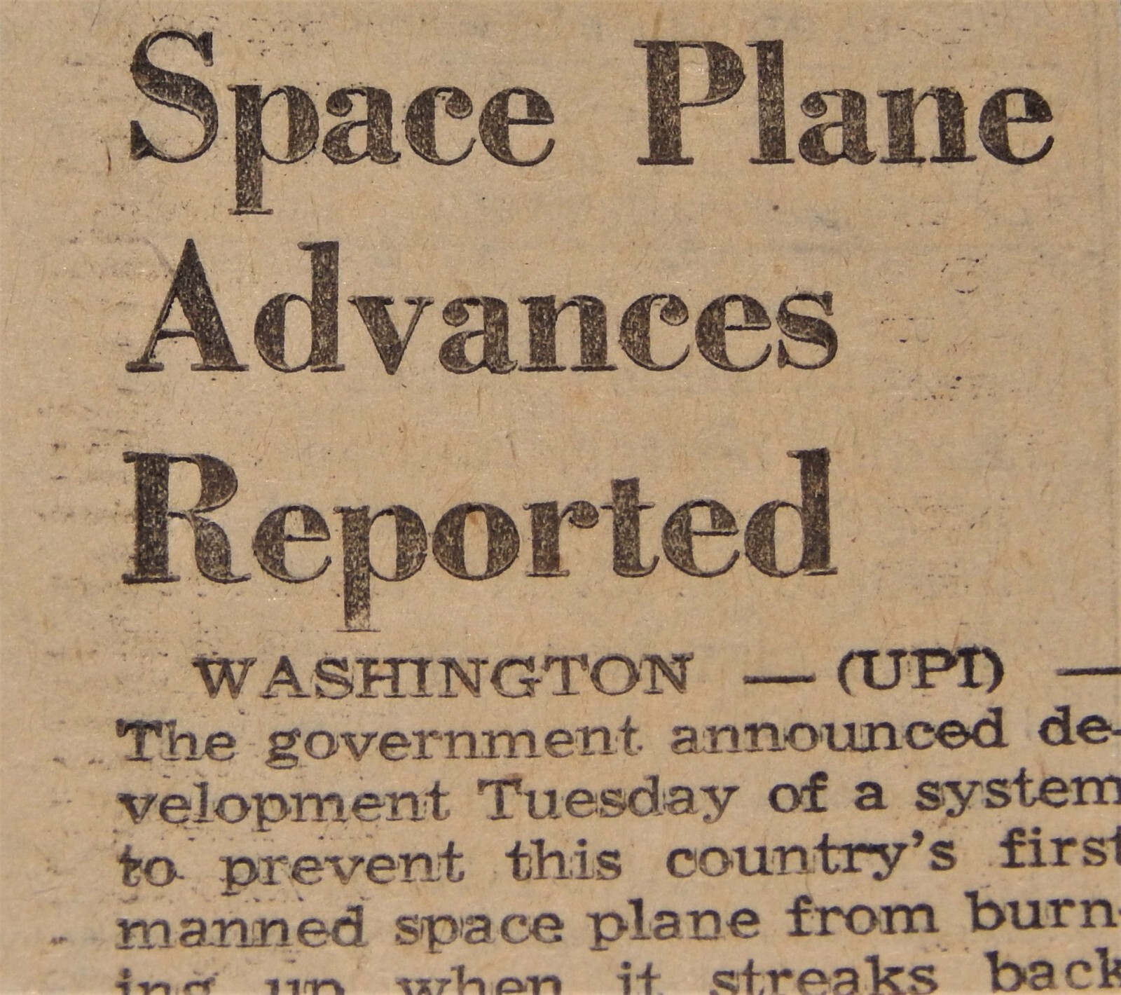 Vintage News Article, 1958,"X-15 SPACE PLANE ADVANCES REPORTED",NACA & Air Force