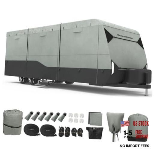 RV Cover - 7-Layer Waterproof Camper Cover for Travel Trailers, Heavy-Duty UV