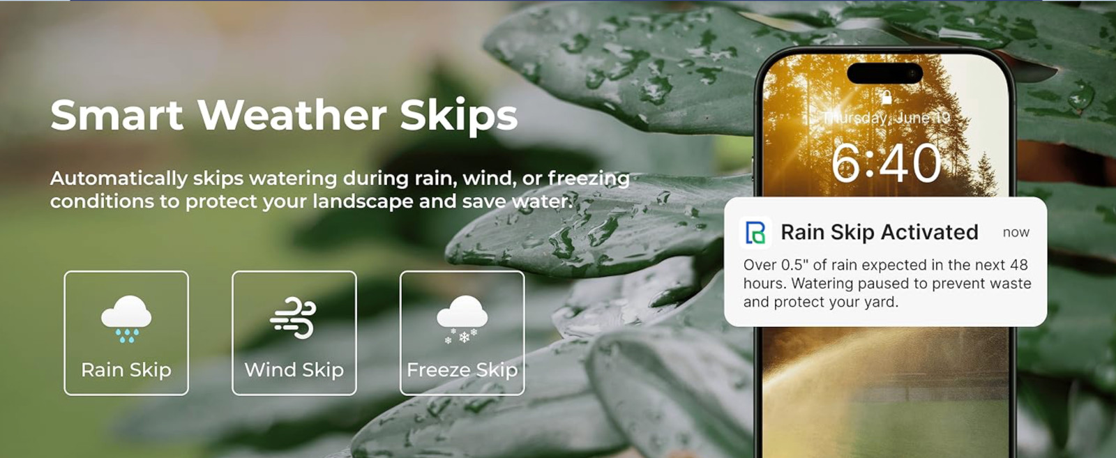 Smart Sprinkler Controller 6 Zone WiFi Irrigation System w/ App & Weather Sched.