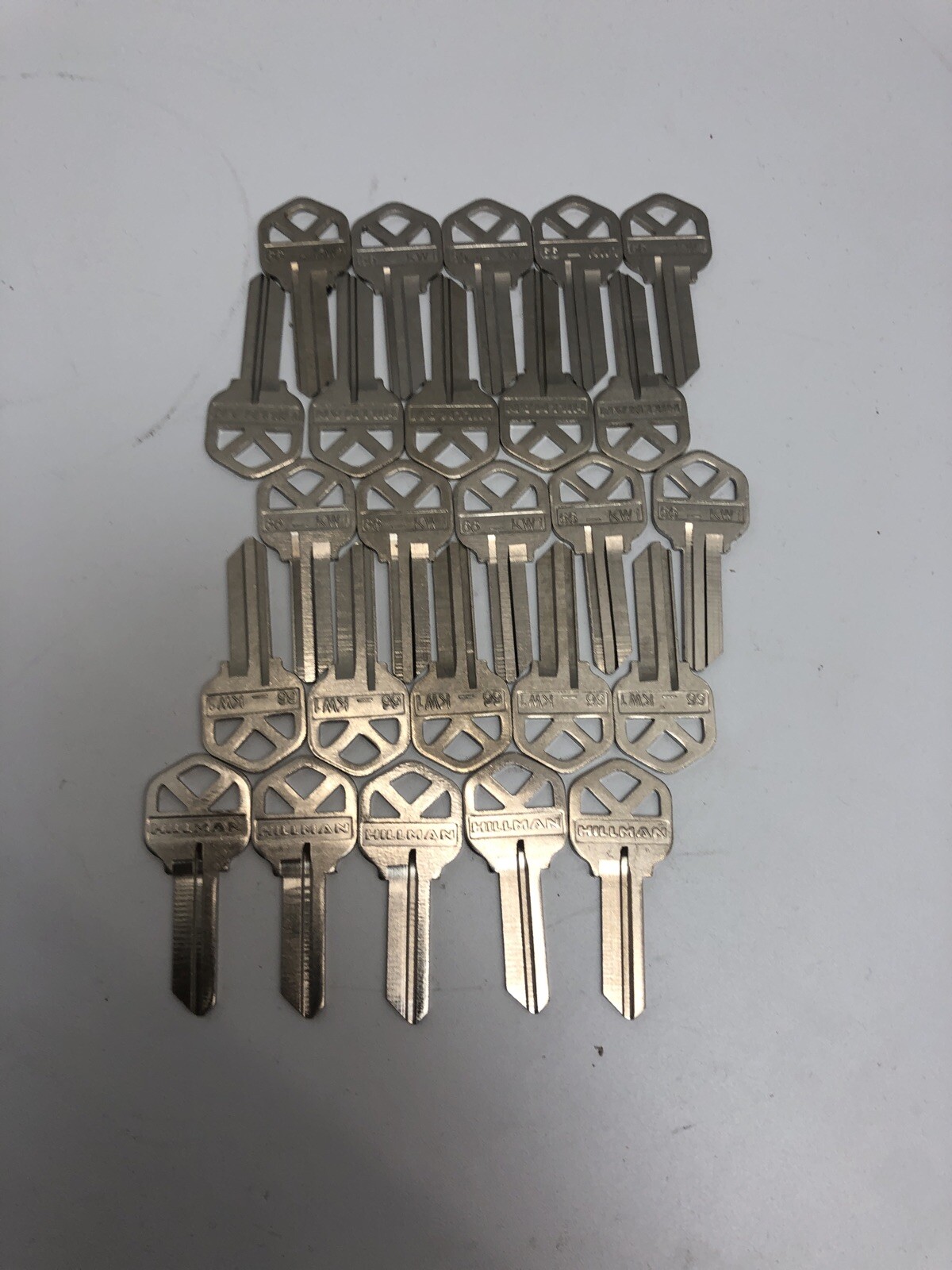 25 Hillman KW1 Key Blanks 85910 Nickle Plated Brass NEW out of the original Box