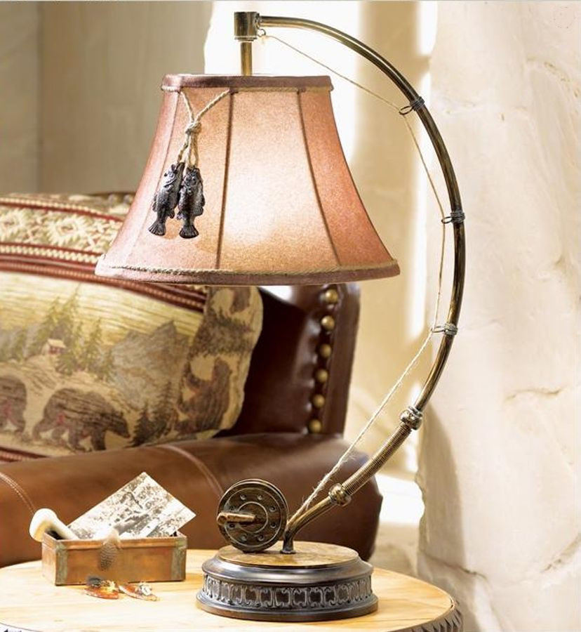 Fishing Table Lamp Catch Of The Day Lamp Fly Rod Reel Fish Rustic Cabin Lodge