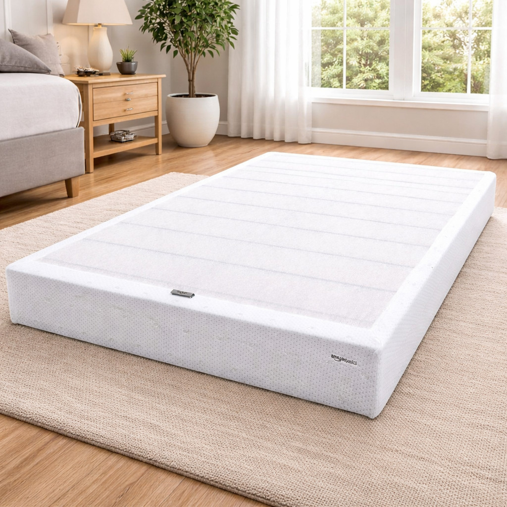 Amazon Basics Smart Box Spring Bed Base, 9-Inch Height Mattress Foundation