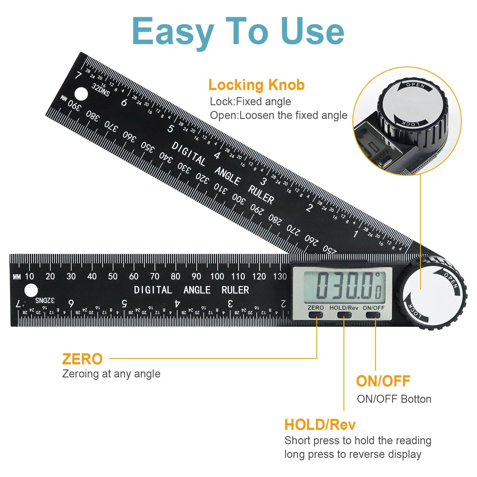 Digital Protractor Angle Finder, 7-Inch Angle Finder & Angle Measuring Tool | AB