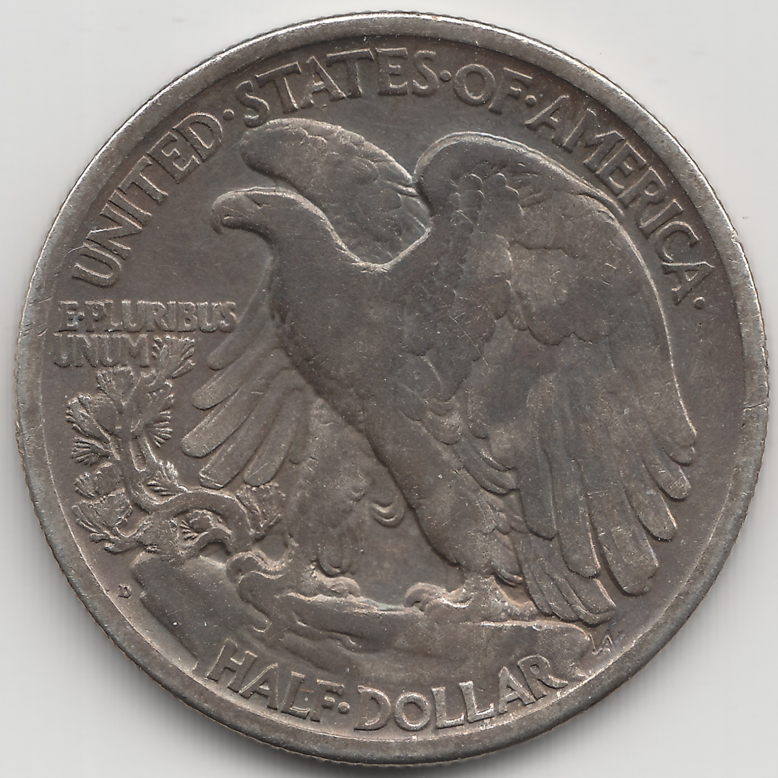 1917 D Reverse Walking Liberty Half Dollar, F-VF