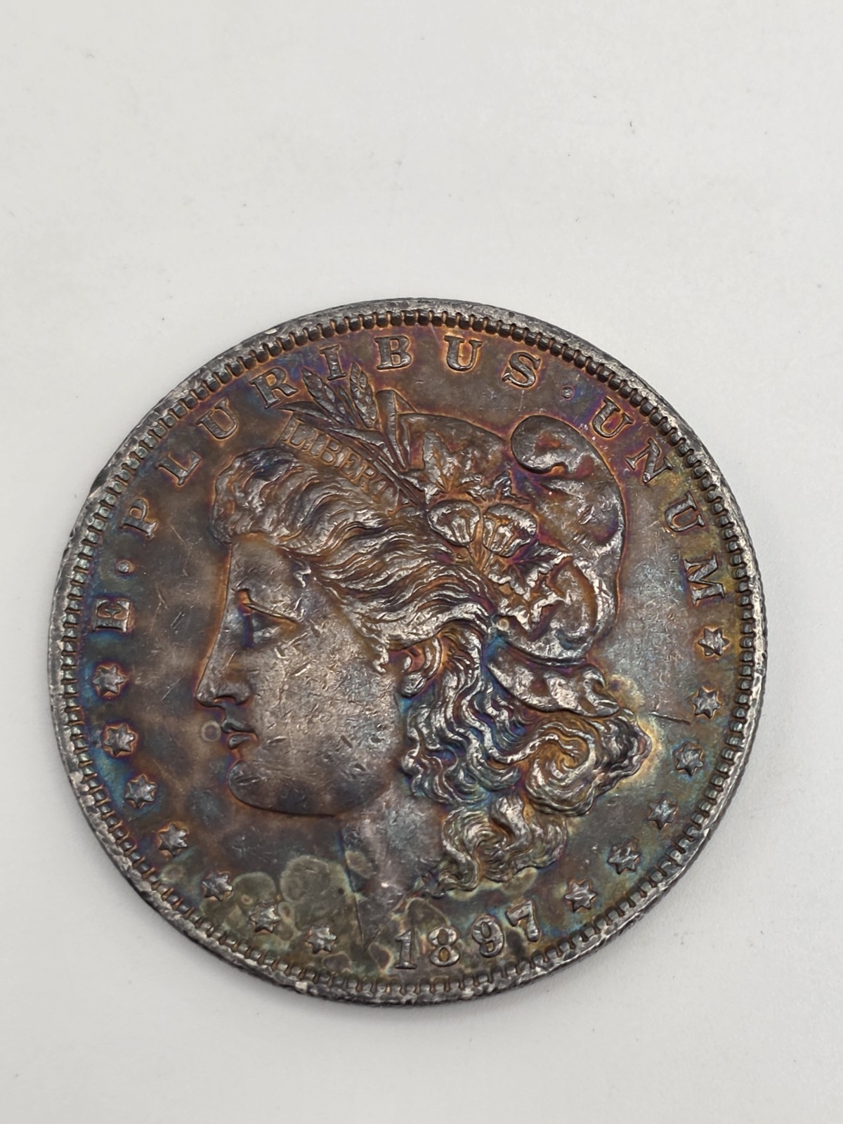 1897 Morgan Silver Dollar Rainbow Color Tone