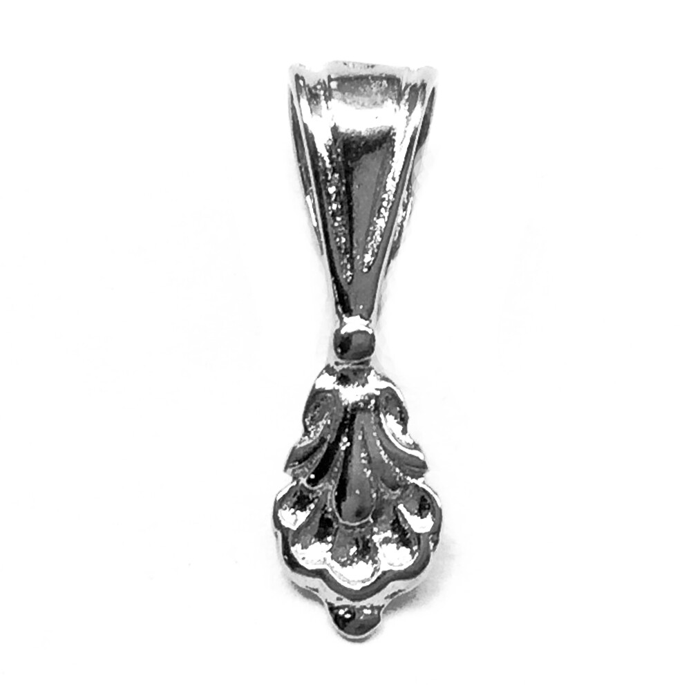 Baroque Shell Flourish Glue On Bails 21x6mm Platinum Plated Brass Q10 Per Pkg