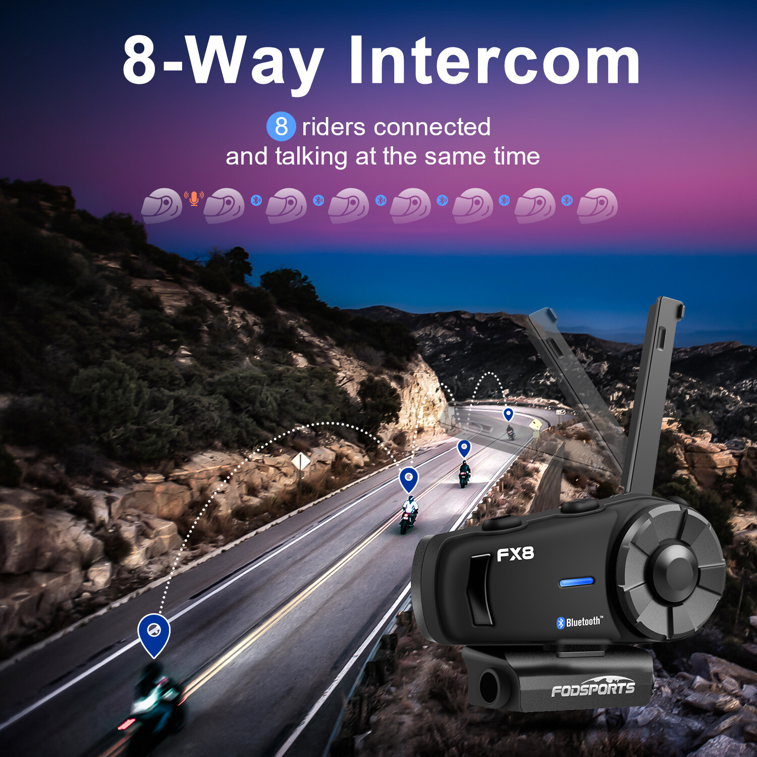 2pcs FX8 2000M motorcycle helmet intercom Bluetooth intercom headset headphones