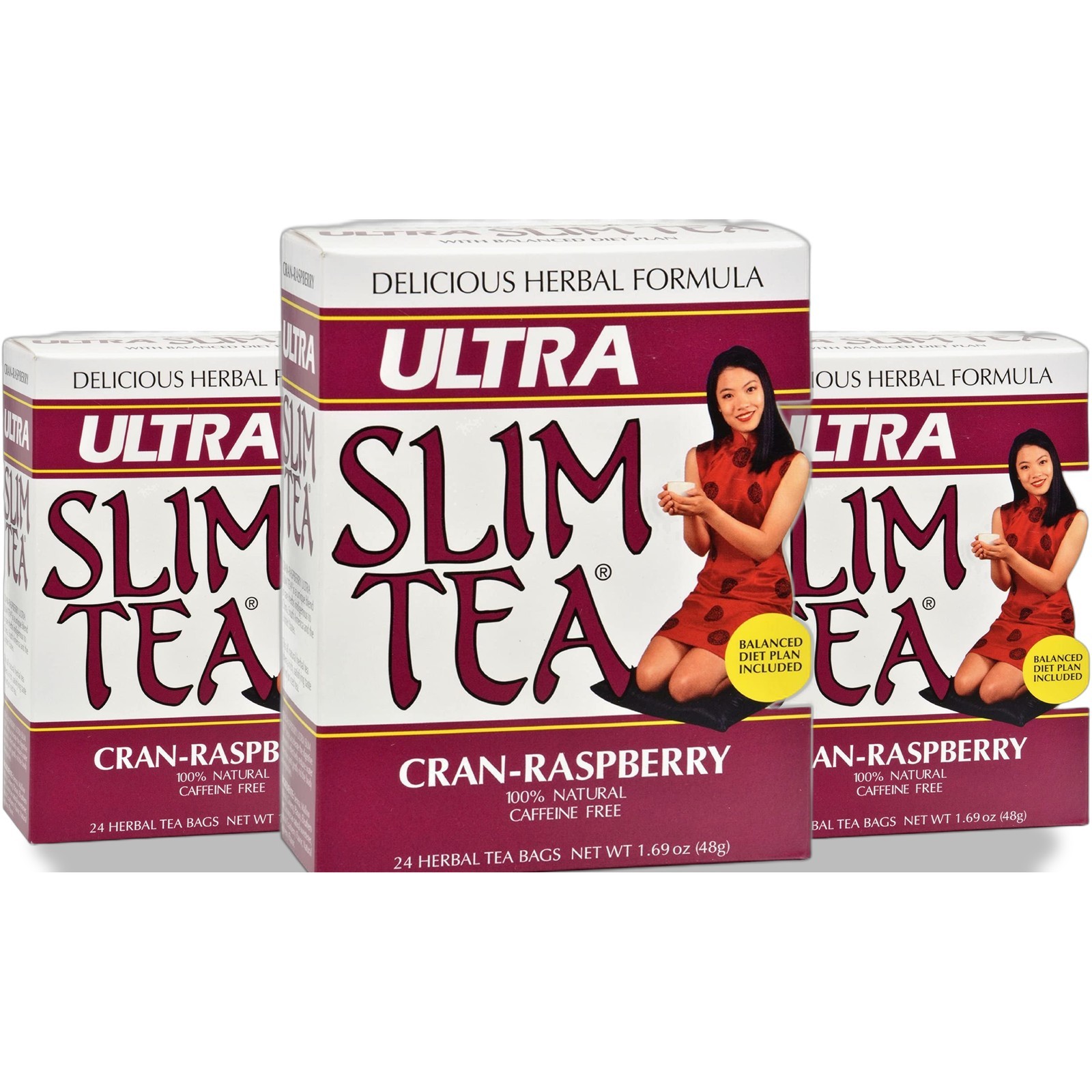 Hobe Labs Ultra Slim Tea Cran Raspberry 24 Bags 3 Pack