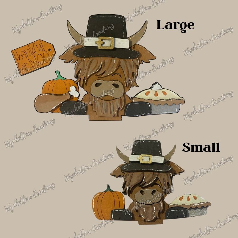 Thanksgiving Highland Cow Wood Interchangeable Insert (Small or Large)