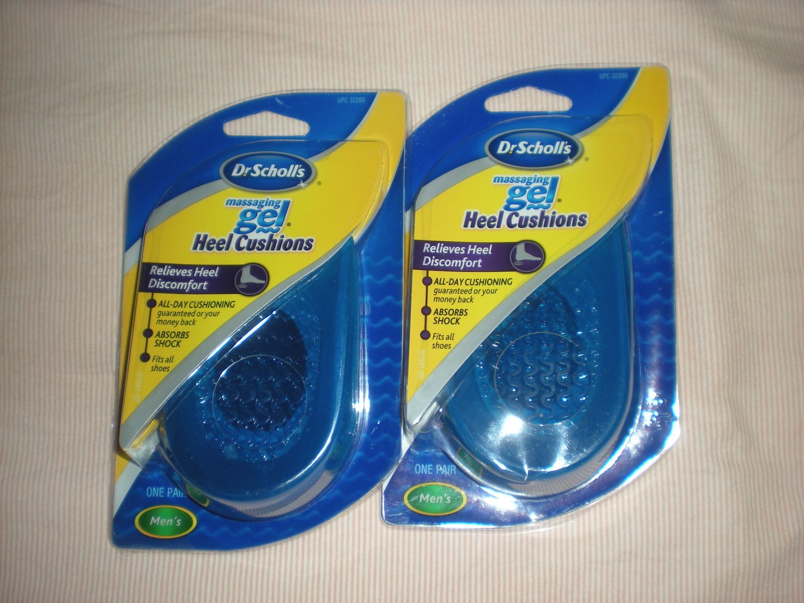 lot of 2 Dr. Scholl's Massaging Gel Heel Cushions Men's 1 Pair total 2